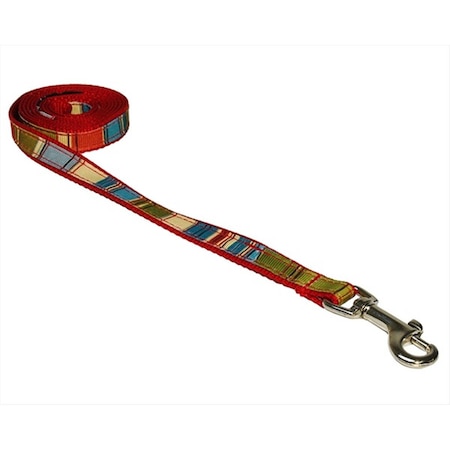 FlyFree STRIPE-RED-MULTI1-L 4 ft. Multi Stripe Dog Leash44; Red - Extra Small